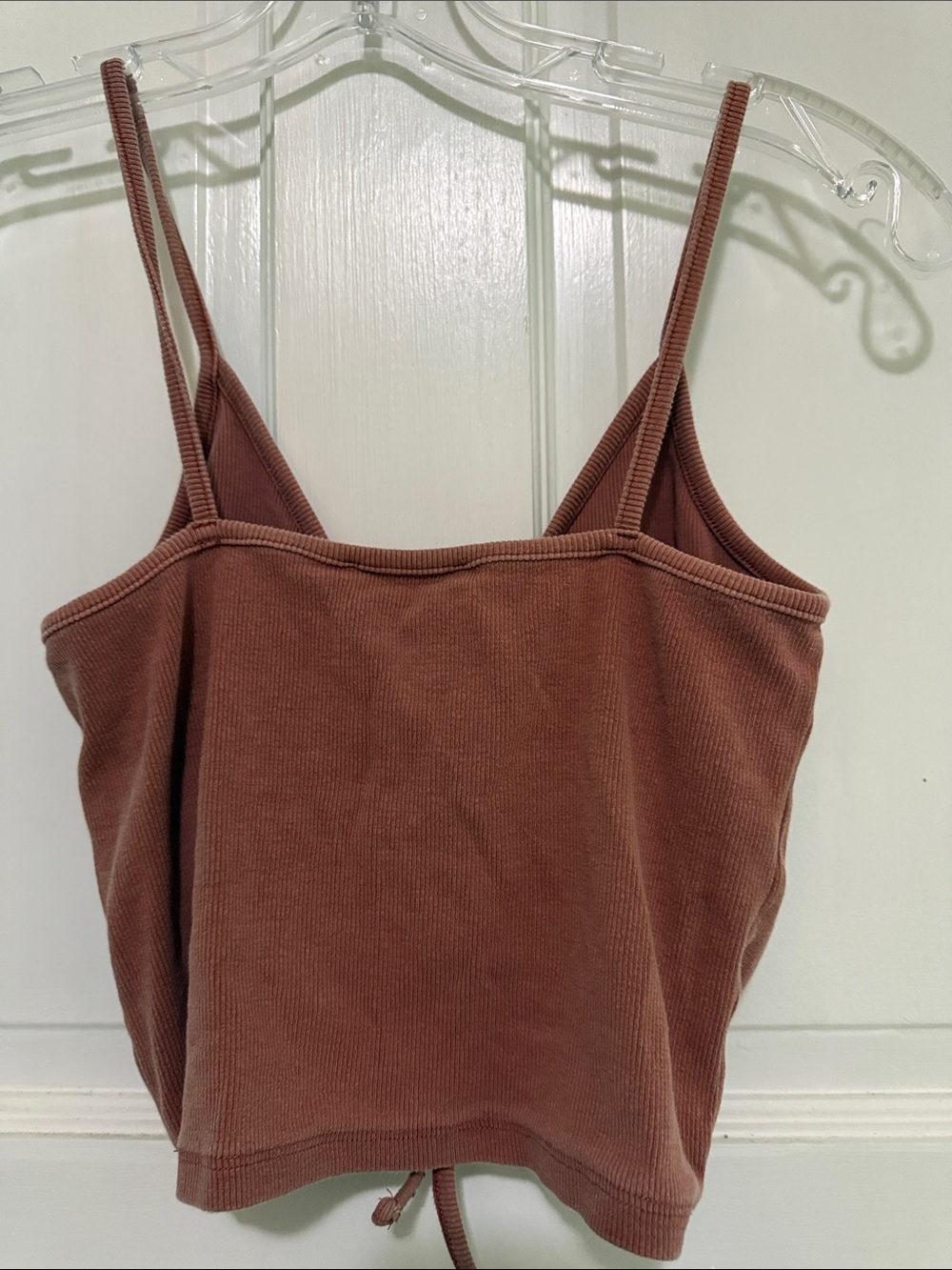 Zara Festival Ruched Ribbed Drawstring Crop Top Brown - Picture 3 of 3